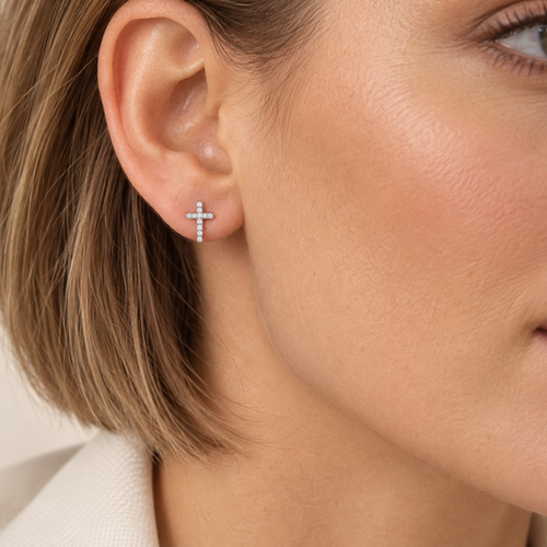 Cross Moment Stud Earrings