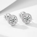 Pavé Round Stud Earrings — Silver