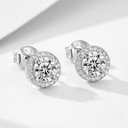 Pavé Round Stud Earrings — Silver