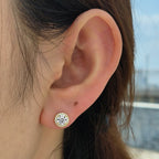 Pavé Round Stud Earrings — Silver