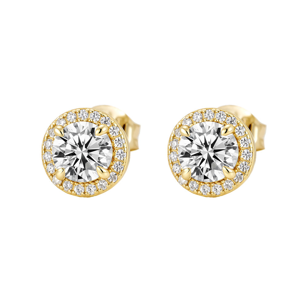 Pavé Round Stud Earrings — Silver