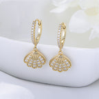 Fan-shaped cubic zirconia earrings in silver-tone 01