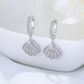 Fan-shaped cubic zirconia earrings in silver-tone 02