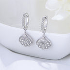 Fan-shaped cubic zirconia earrings in silver-tone 02