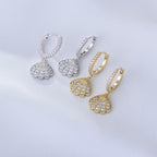 Fan-shaped cubic zirconia earrings in silver-tone 03