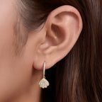Fan-shaped cubic zirconia earrings in silver-tone 04
