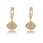Fan-shaped cubic zirconia earrings in silver-tone 05