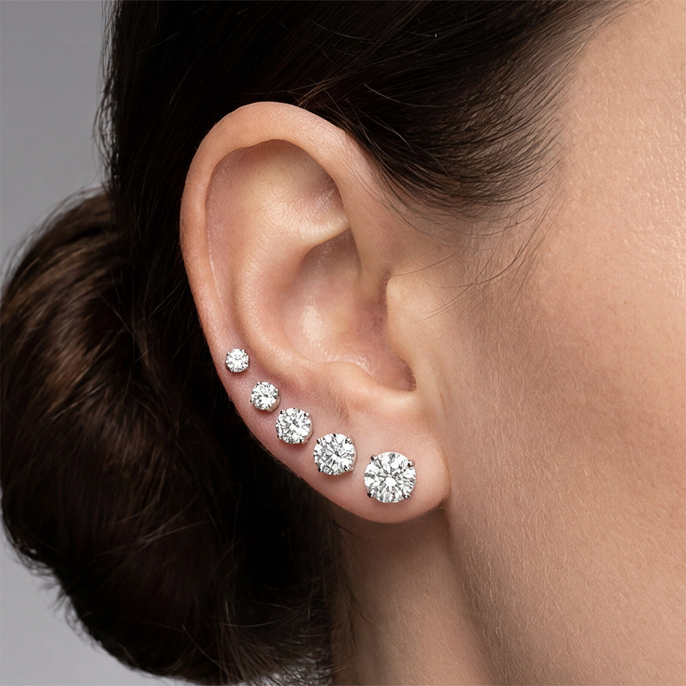 Four-Prong Cubic Zirconia Stud Earrings – image 1