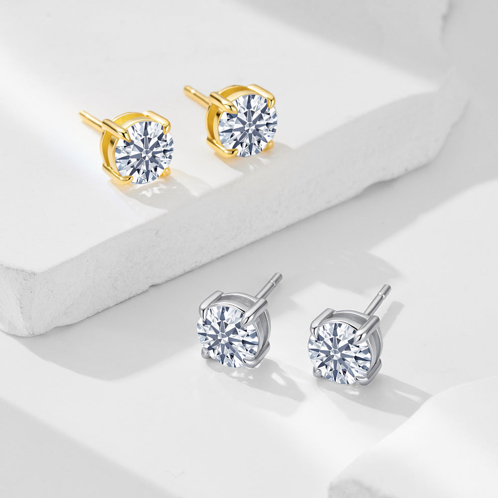 Four-Prong Cubic Zirconia Stud Earrings – image 2
