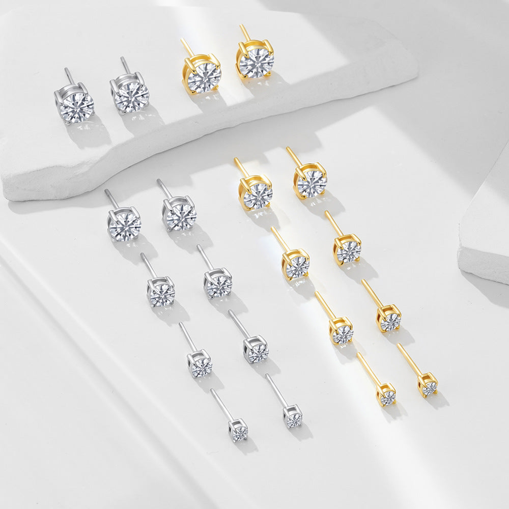 Four-Prong Cubic Zirconia Stud Earrings – image 3