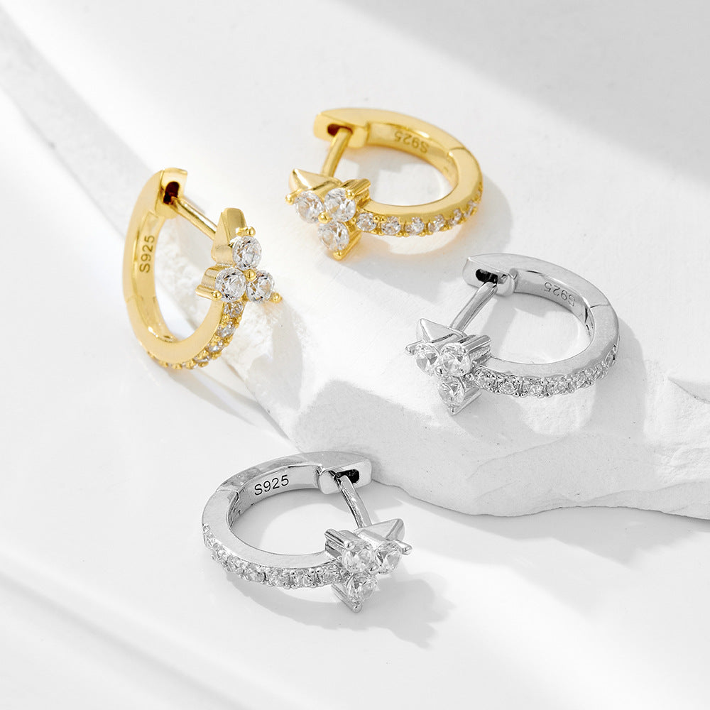Geometric Hoop Huggie Earrings – image 3