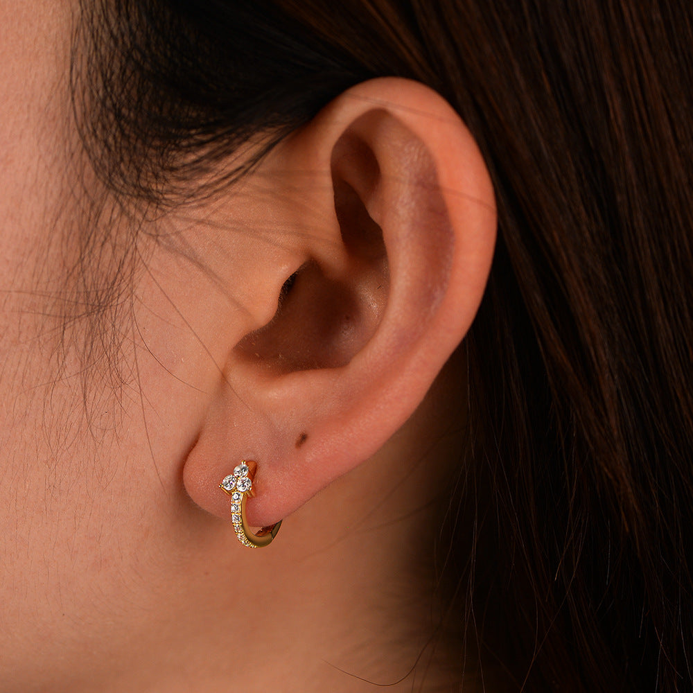 Geometric Hoop Huggie Earrings – image 4