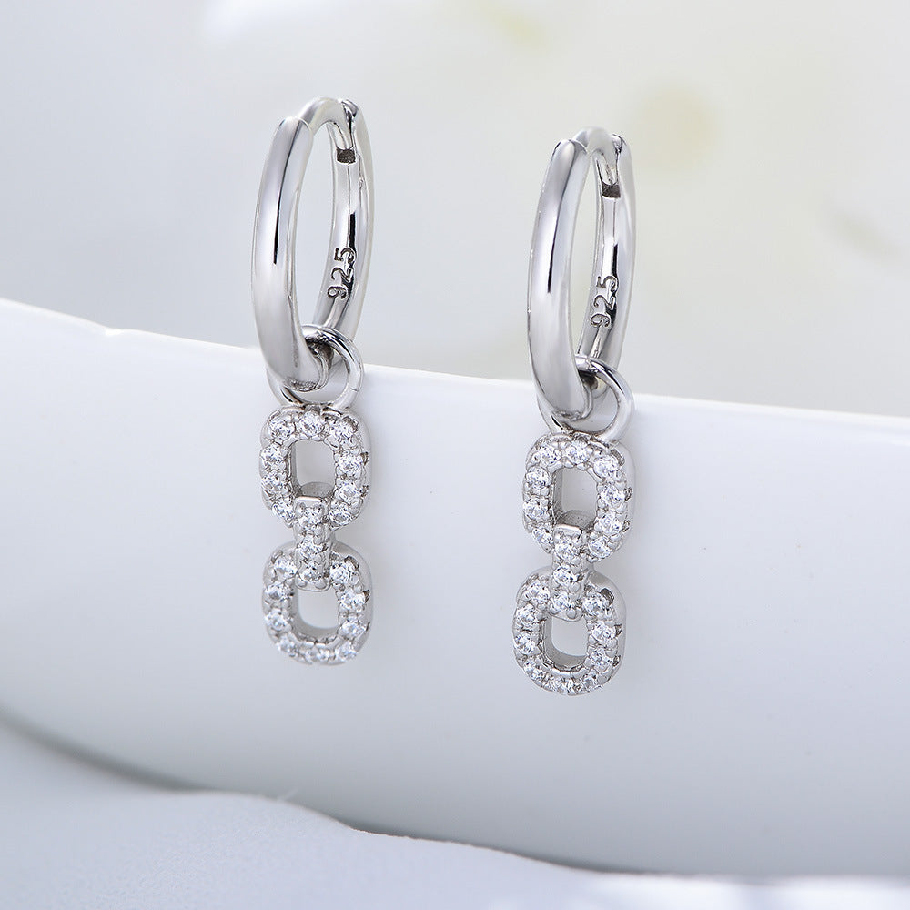 Geometric Pavé Drop Earrings – image 2