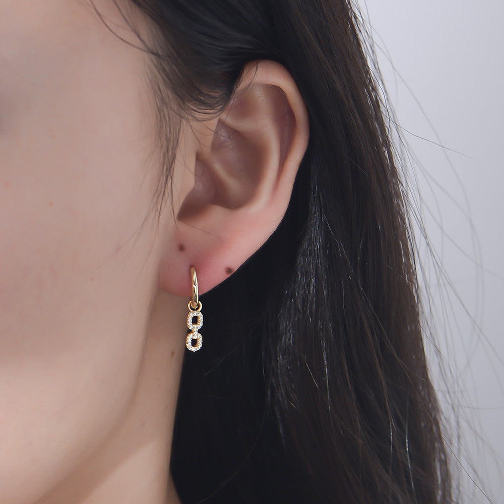 Geometric Pavé Drop Earrings – image 3