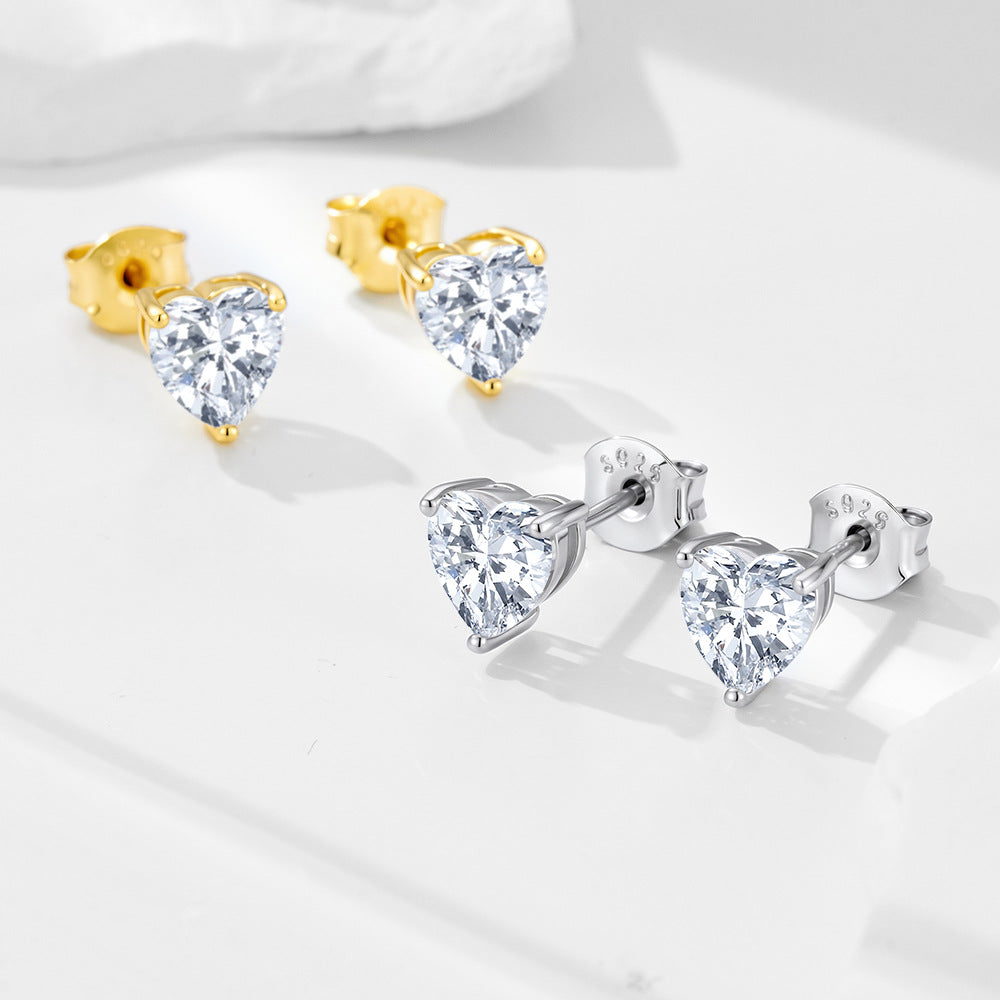 Heart Cubic Zirconia Stud Earrings – image 3