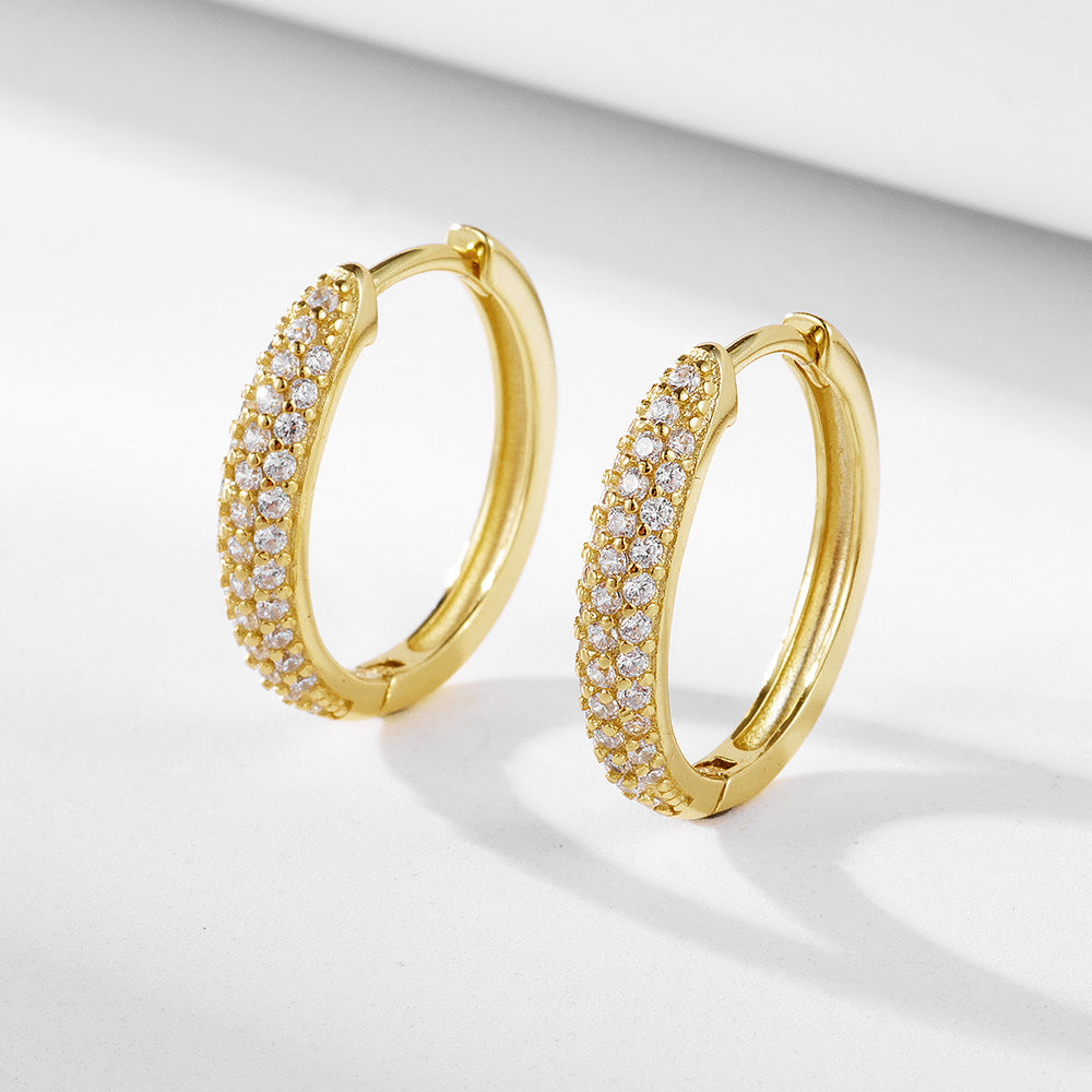 Pavé cubic zirconia circle earrings in silver-tone 01