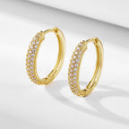 Pavé cubic zirconia circle earrings in silver-tone 01