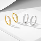 Pavé cubic zirconia circle earrings in silver-tone 03