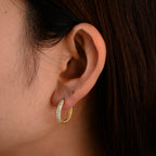 Pavé cubic zirconia circle earrings in silver-tone 04