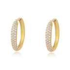 Pavé cubic zirconia circle earrings in silver-tone 05