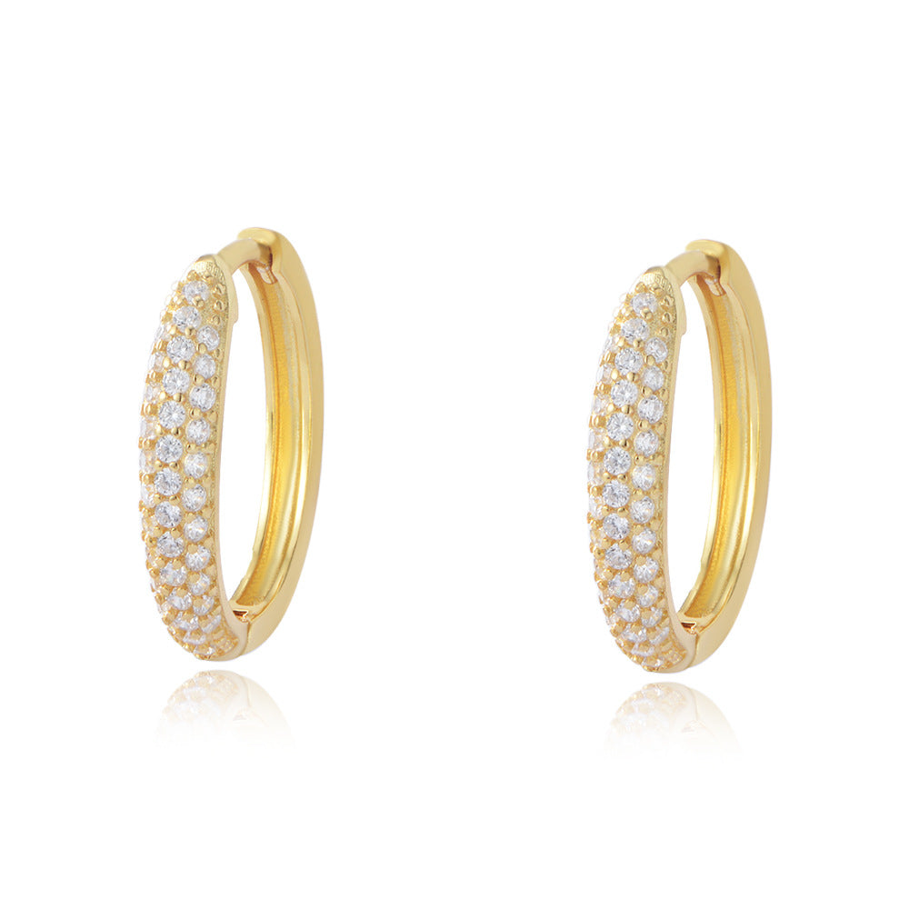 Pavé cubic zirconia circle earrings in silver-tone 05