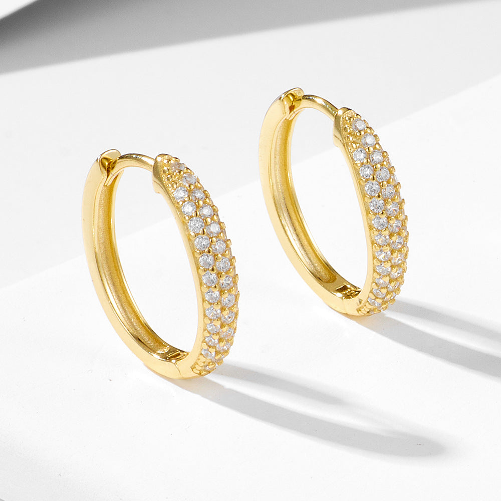 Pavé cubic zirconia circle earrings in silver-tone 06