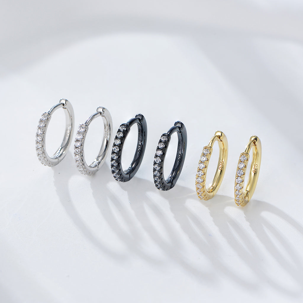 Micro-Pavé Round Huggie Earrings – image 3