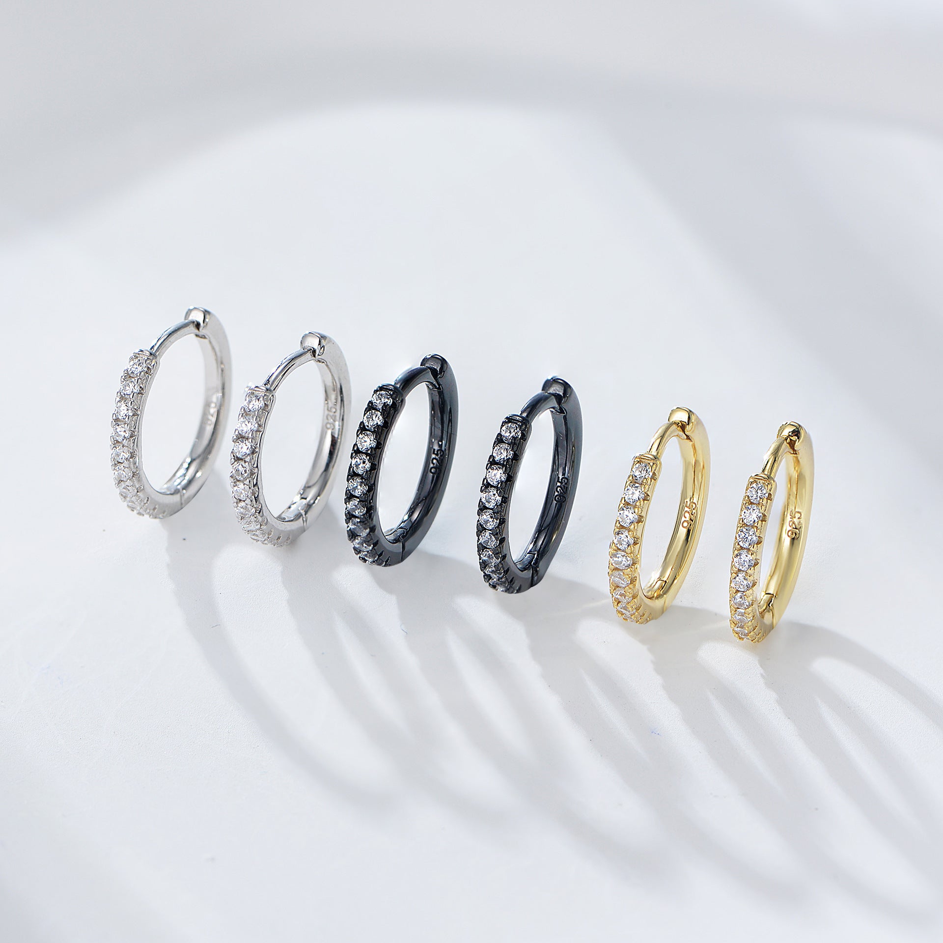 Micro-Pavé Round Huggie Earrings – image 3