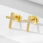 Pavé Cross Stud Earrings – image 1