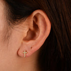 Pavé Cross Stud Earrings – image 4
