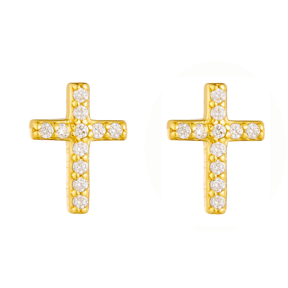 Pavé Cross Stud Earrings – image 5