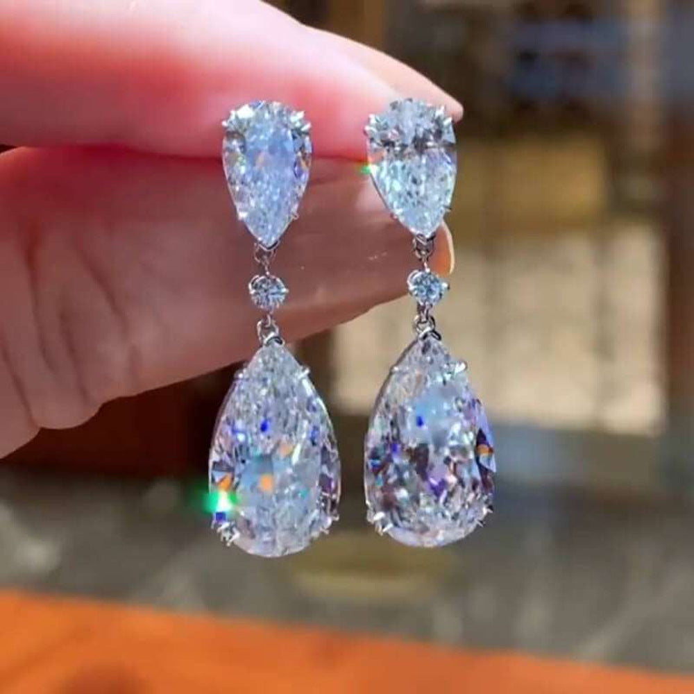 Teardrop Cubic Zirconia Drop Earrings – image 1