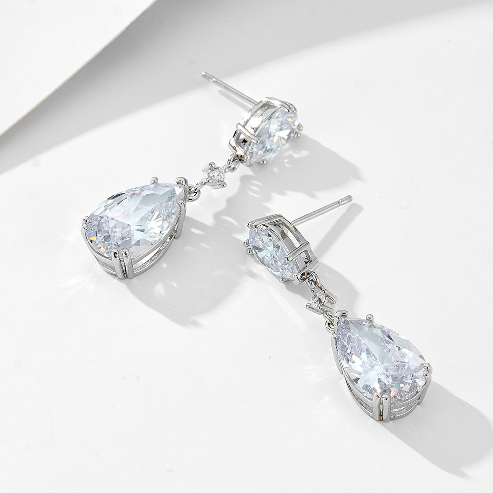 Teardrop Cubic Zirconia Drop Earrings – image 3