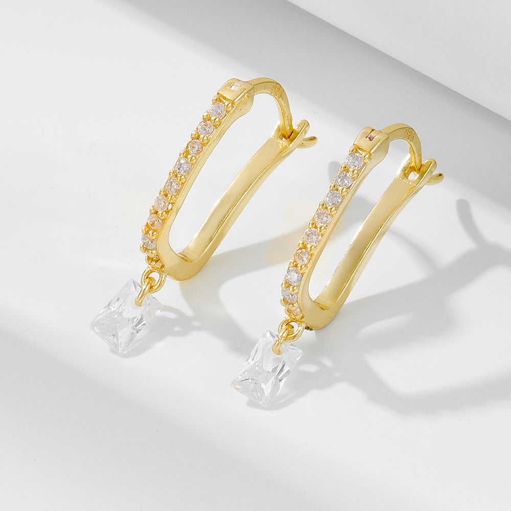 U-Shaped Pavé Huggie Earrings – image 1
