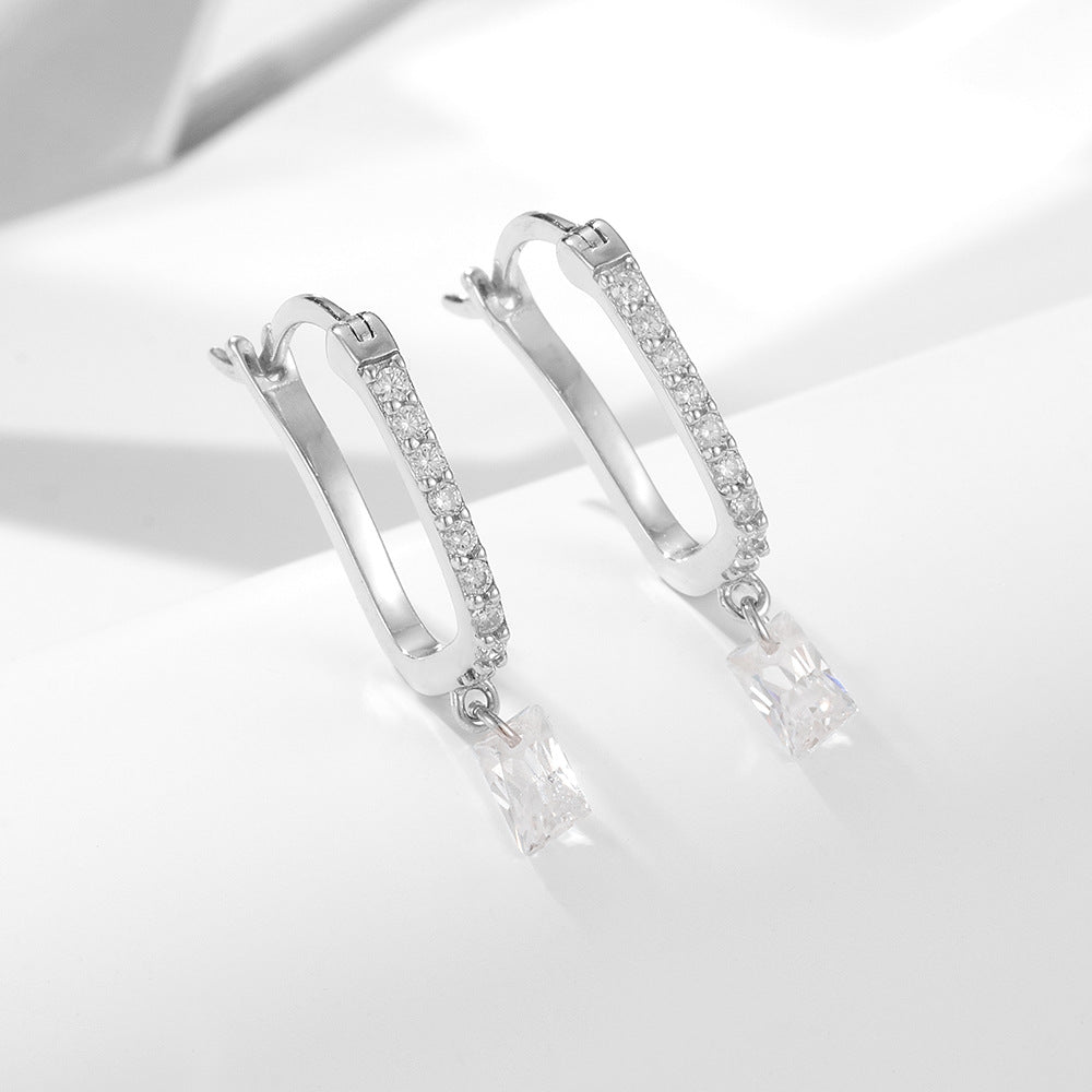 U-Shaped Pavé Huggie Earrings – image 2