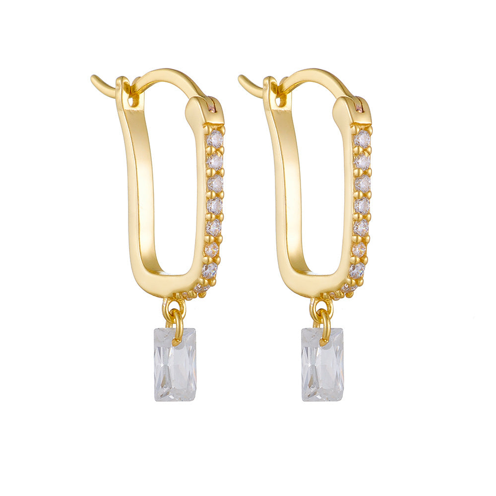 U-Shaped Pavé Huggie Earrings – image 5