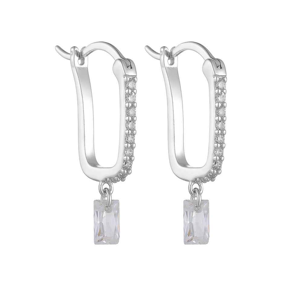 U-Shaped Pavé Huggie Earrings – image 6